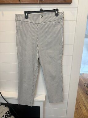 Striped Slim Ankle Pants - Blue and White